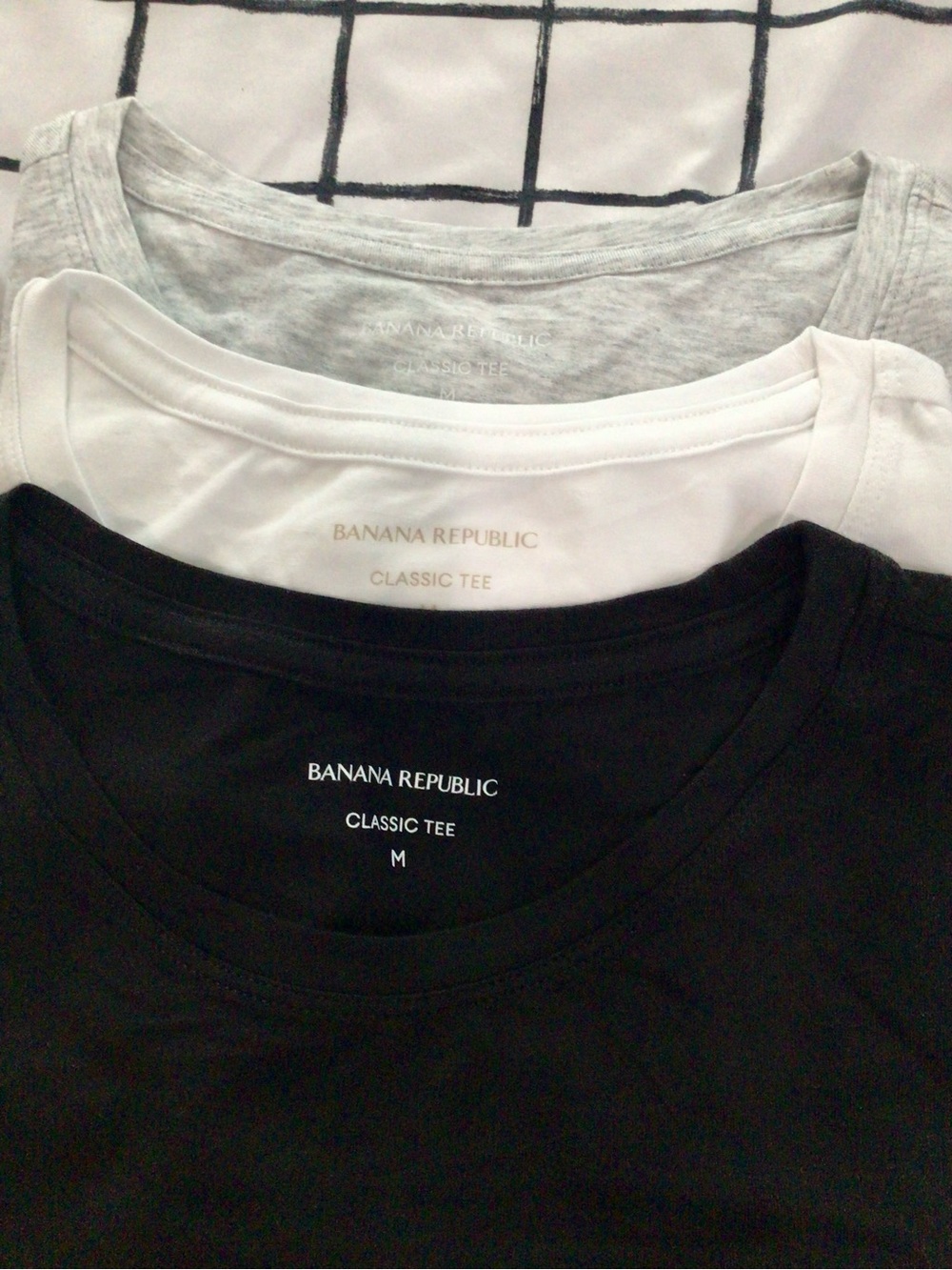 Banana Republic Men’s Classic Tees - Black, White & Heather Gray (3-Pack)